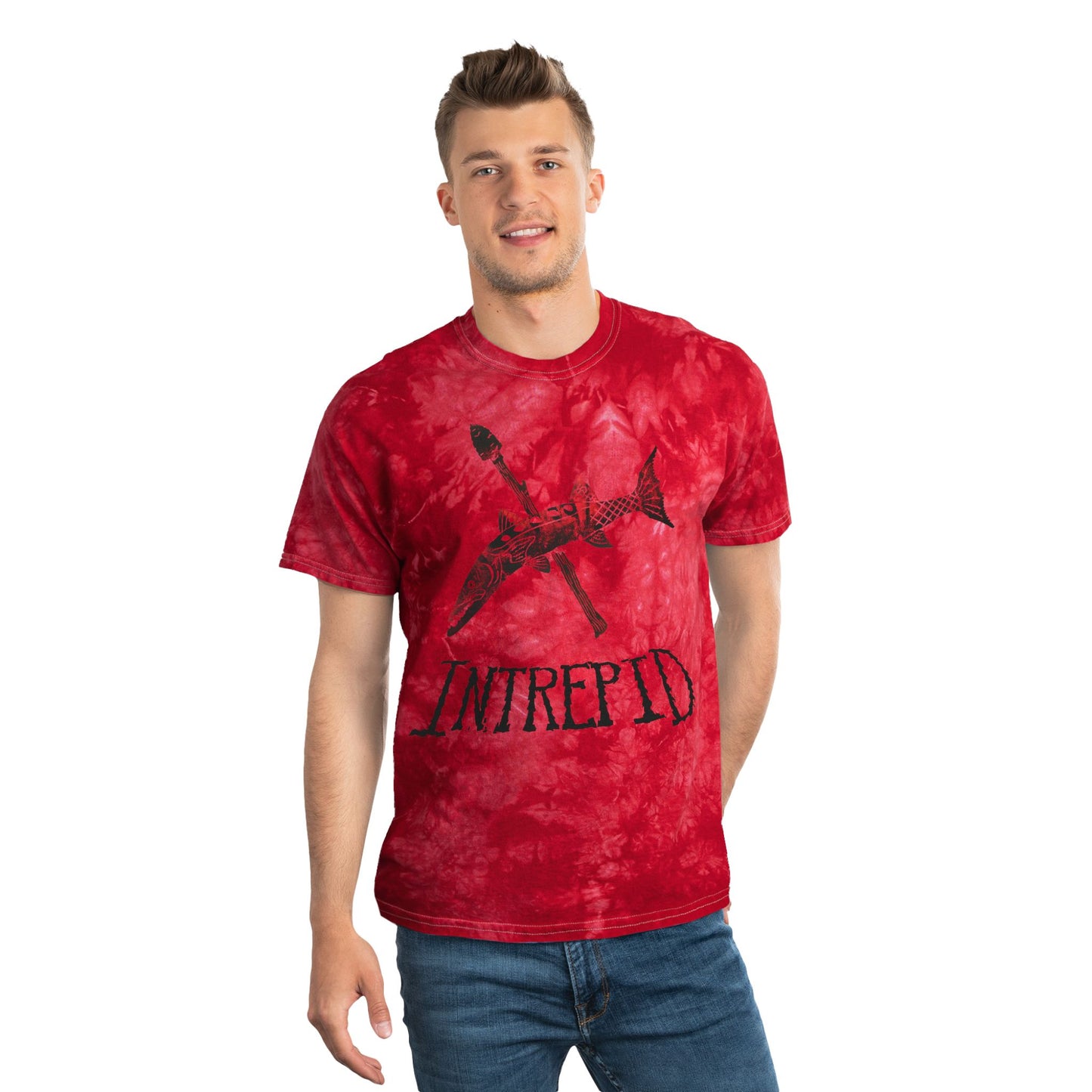 Speared Barracuda Tee. Intrepid Apparel. Crystal Tie Dye.