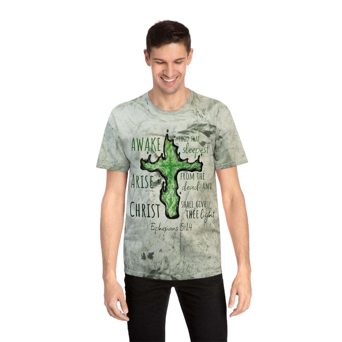 Wispy Light Christian Cross Color Blast Tee