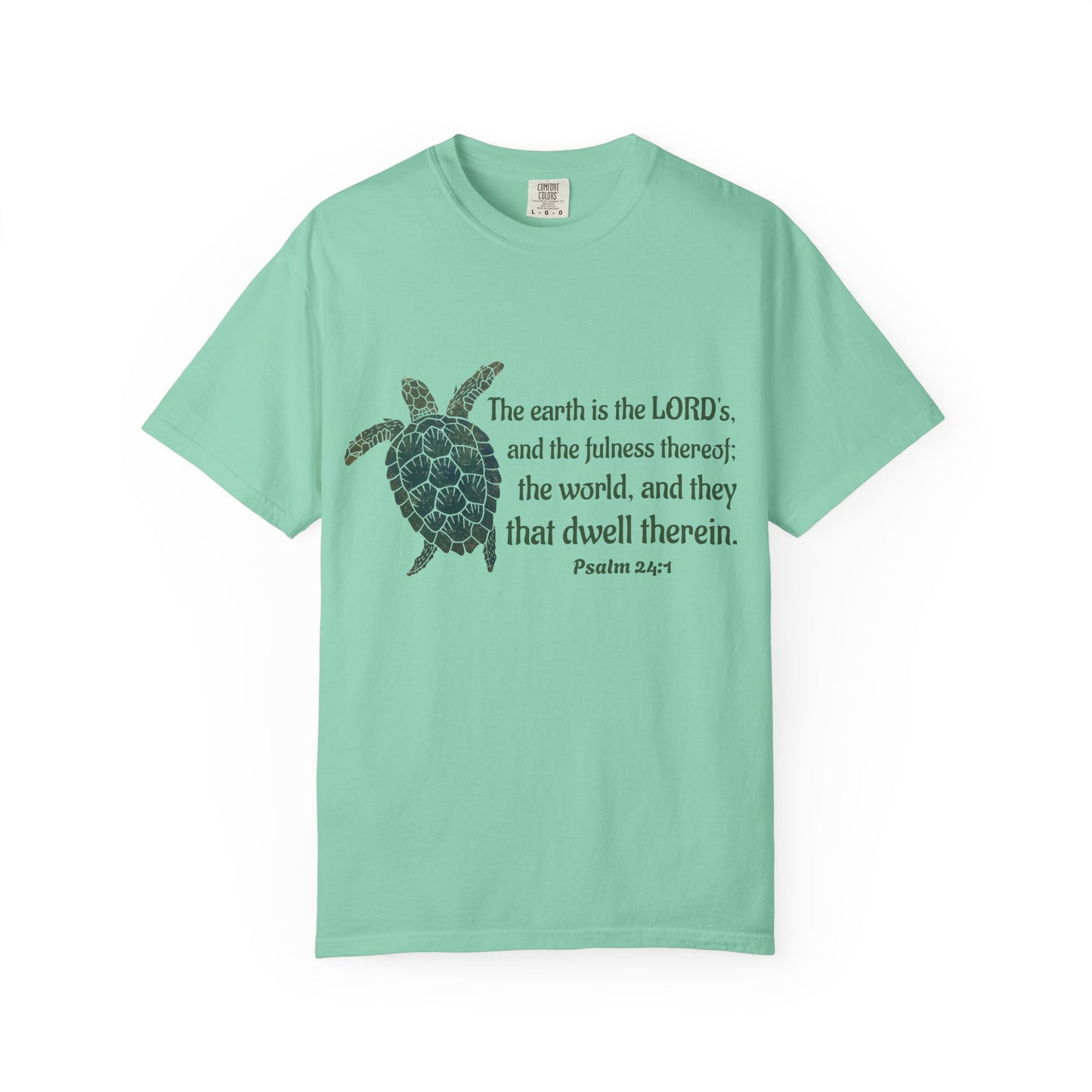 Psalm 24:1 Sea Turtle Comfort Colors Tee