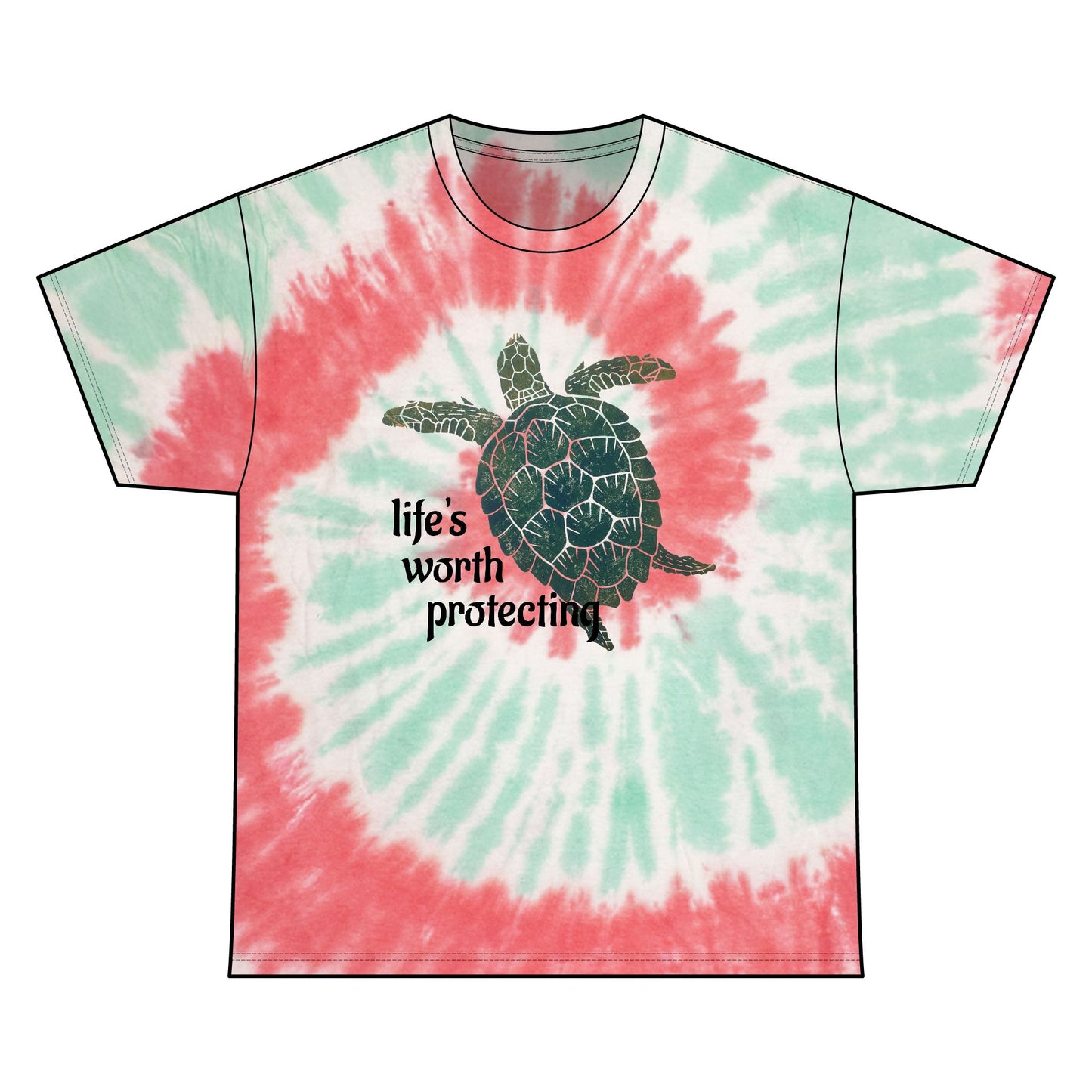 Sea Turtle "Life's Worth Protecting" Tie Dye Tee