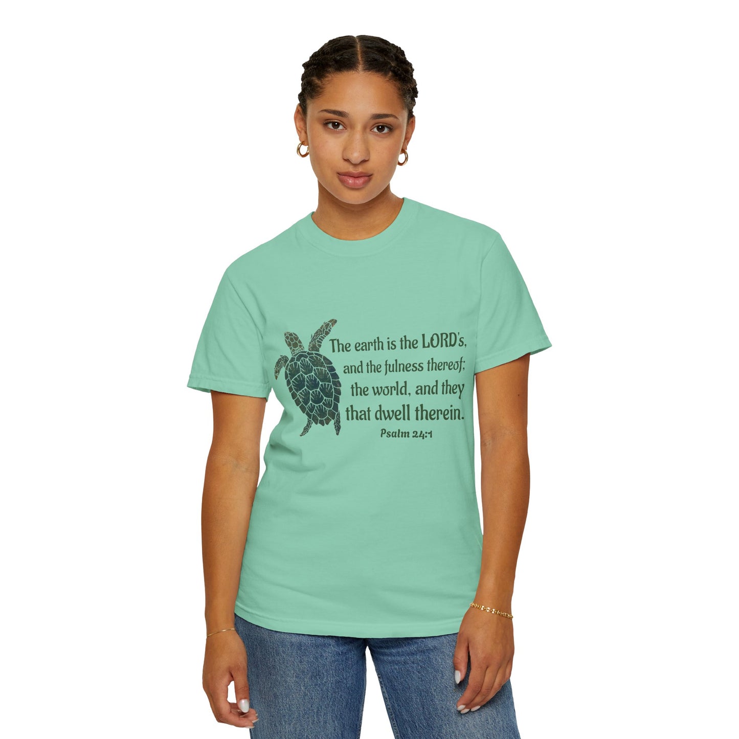 Psalm 24:1 Sea Turtle Comfort Colors Tee