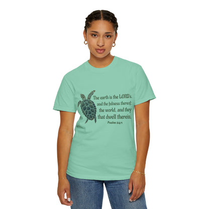 Psalm 24:1 Sea Turtle Comfort Colors Tee