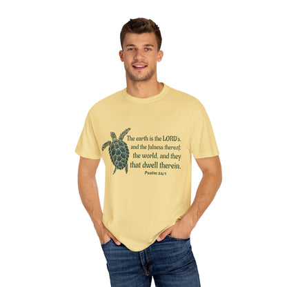 Psalm 24:1 Sea Turtle Comfort Colors Tee