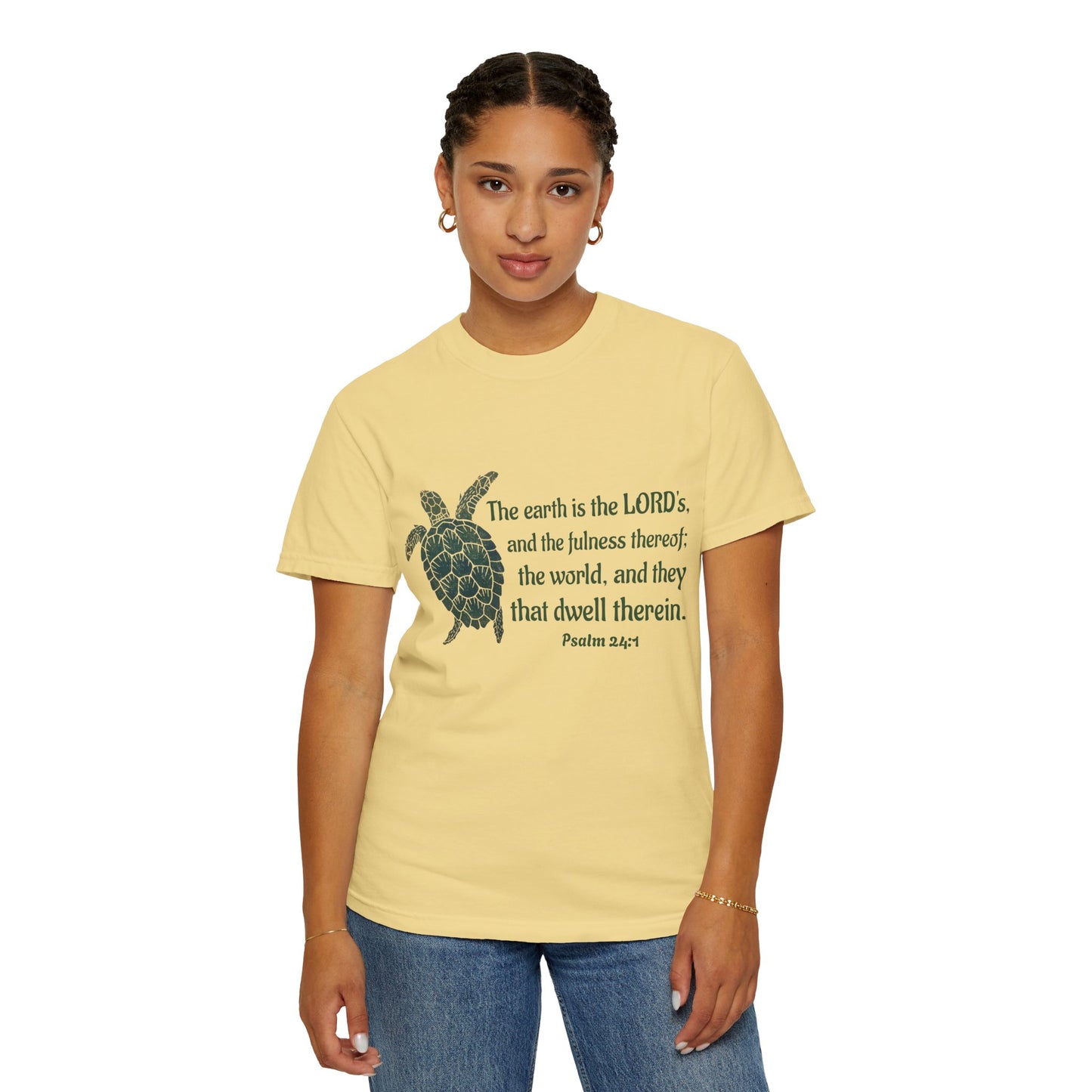 Psalm 24:1 Sea Turtle Comfort Colors Tee