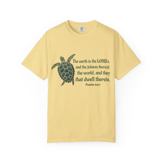 Psalm 24:1 Sea Turtle Comfort Colors Tee