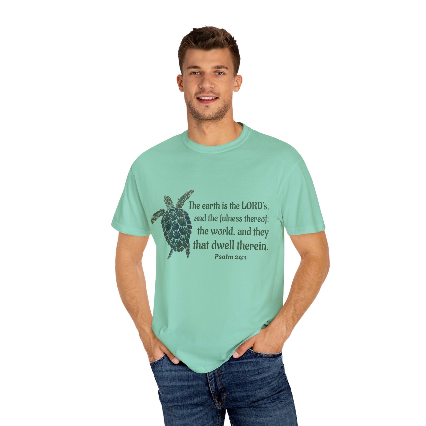 Psalm 24:1 Sea Turtle Comfort Colors Tee