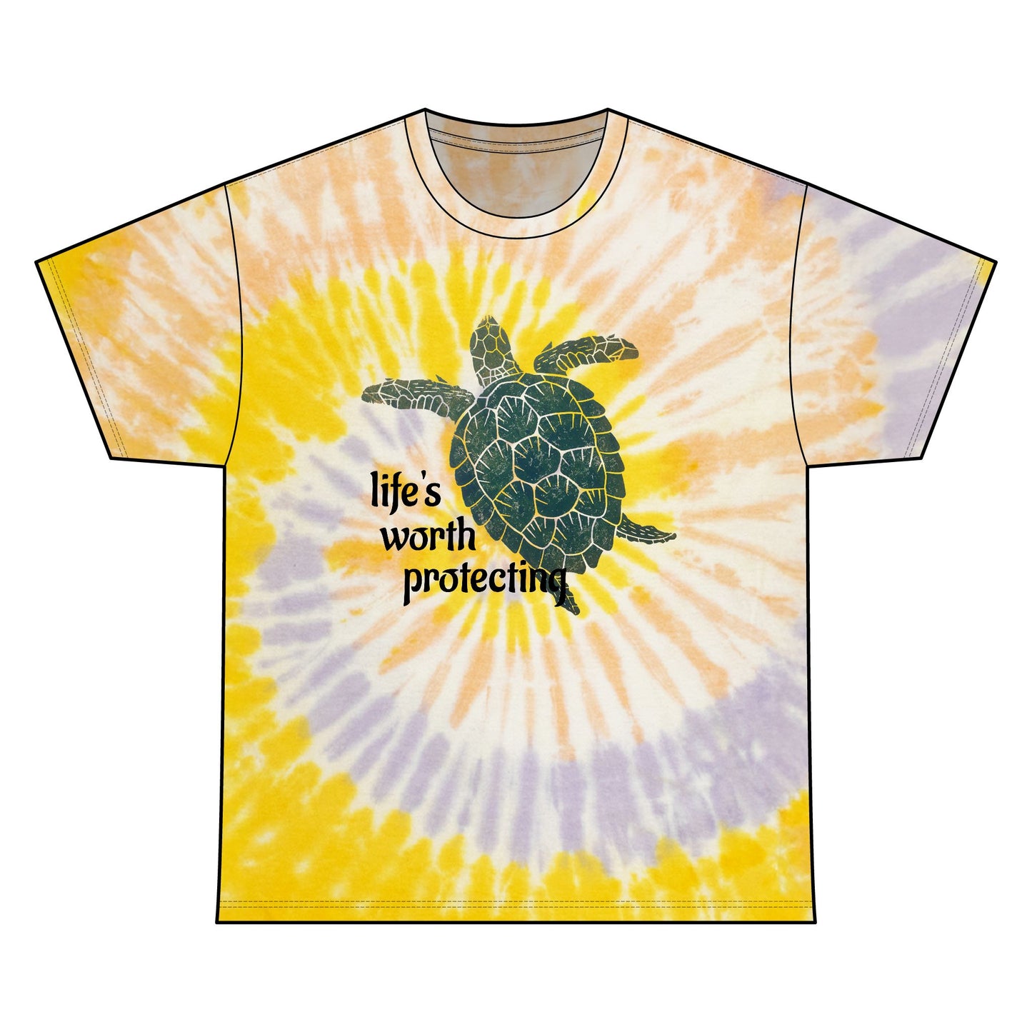 Sea Turtle "Life's Worth Protecting" Tie Dye Tee